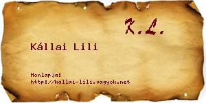Kállai Lili névjegykártya